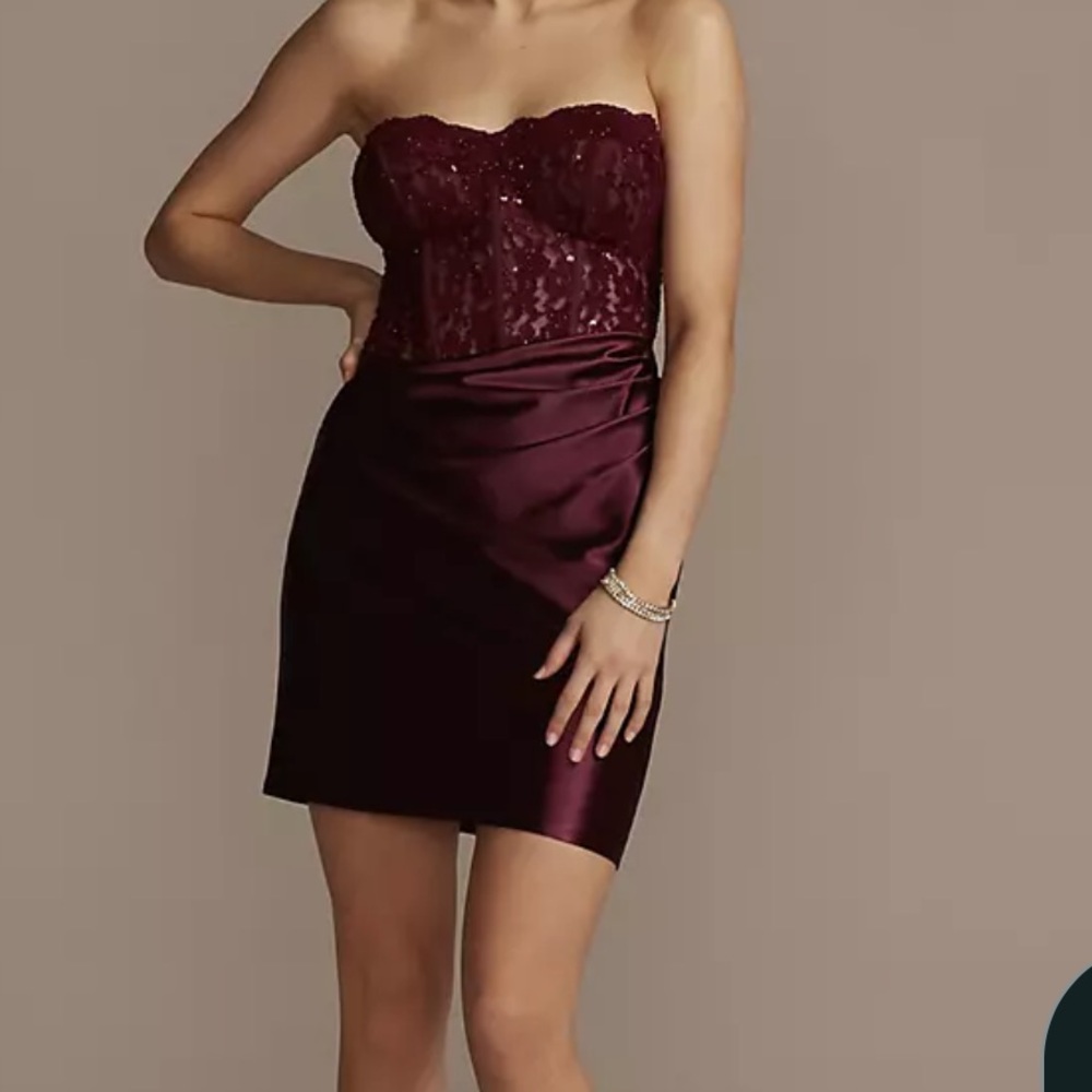 Jules & Cleo hoco dress with lace corset bodice and satin mini - size 8